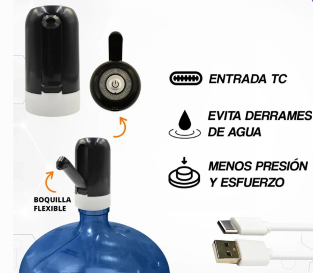 Dispensador de Agua Eléctrico Recargable con Boquilla Plegable