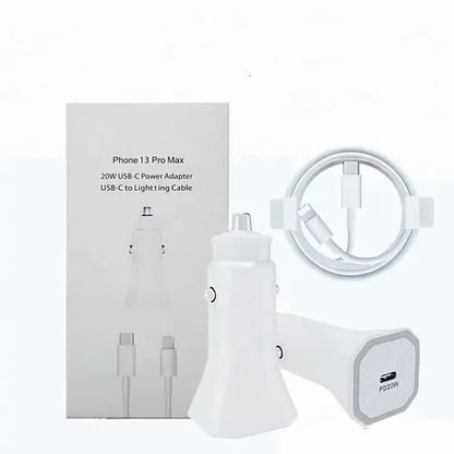 🔌 Cargador para Auto iPhone 20W – USB-C a Lightning