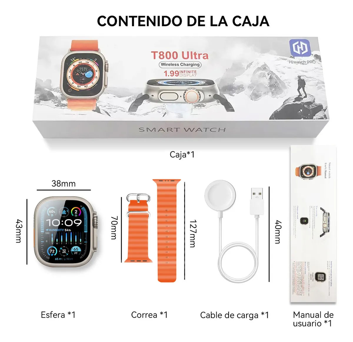 ⌚ Smartwatch T800 Ultra – Funciones Inteligentes y Estilo Deportivo