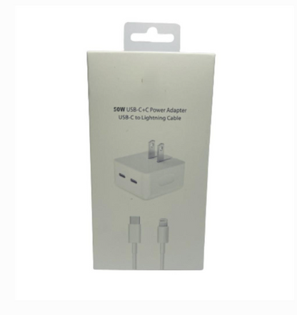 Cargador Rápido 50W Lightning a USB-C – Potencia Alta y Carga Segura