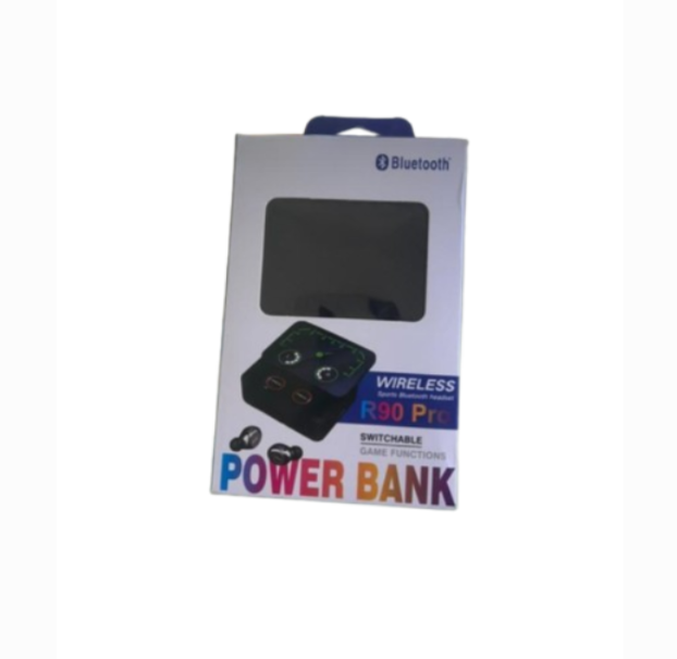 Audífonos Bluetooth R90 Pro con Power Bank – Sonido Inalámbrico y Carga Portátil