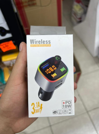 Transmisor FM Bluetooth 5.0 para Auto con Manos Libres y Carga Rápida USB
