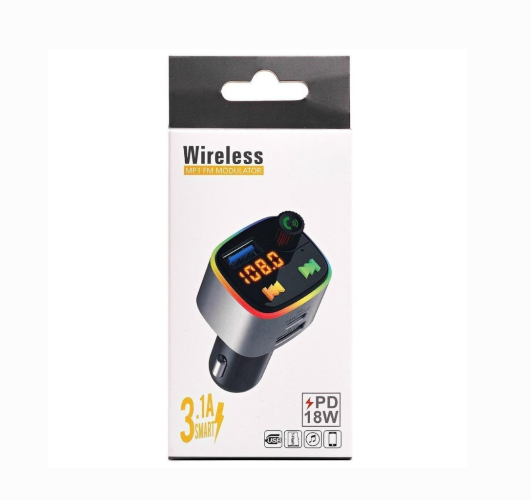 Transmisor FM Bluetooth 5.0 para Auto con Manos Libres y Carga Rápida USB