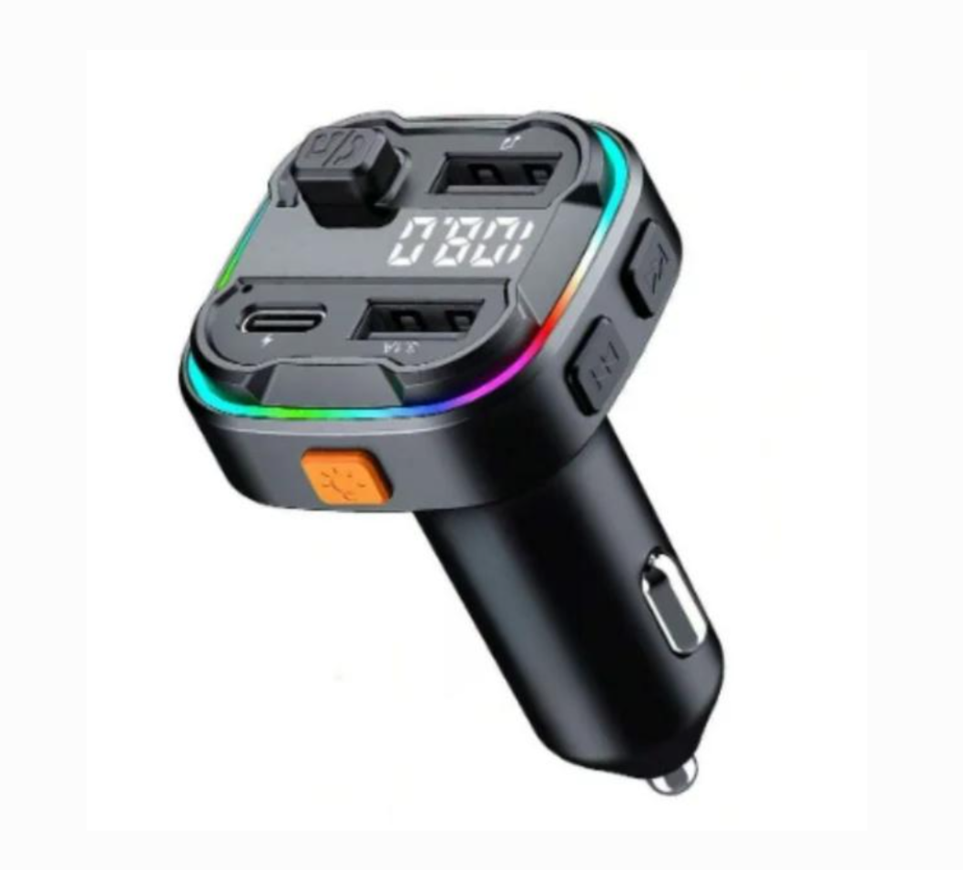 Transmisor Bluetooth 5.3 para Auto con FM, Luces RGB y Carga USB