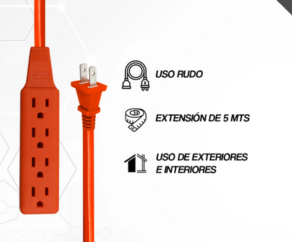 Extensión Eléctrica de 5 Metros Uso Rudo