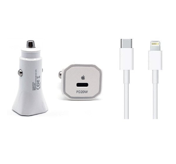 🔌 Cargador para Auto iPhone 20W – USB-C a Lightning